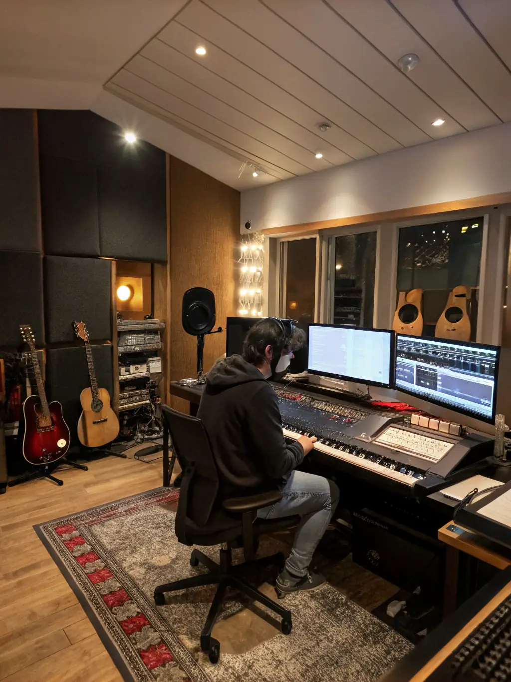 A photo of independent artists working in a recording studio provided by BALANCE ASSOCIATION, highlighting the support and resources offered to nurture their talent.